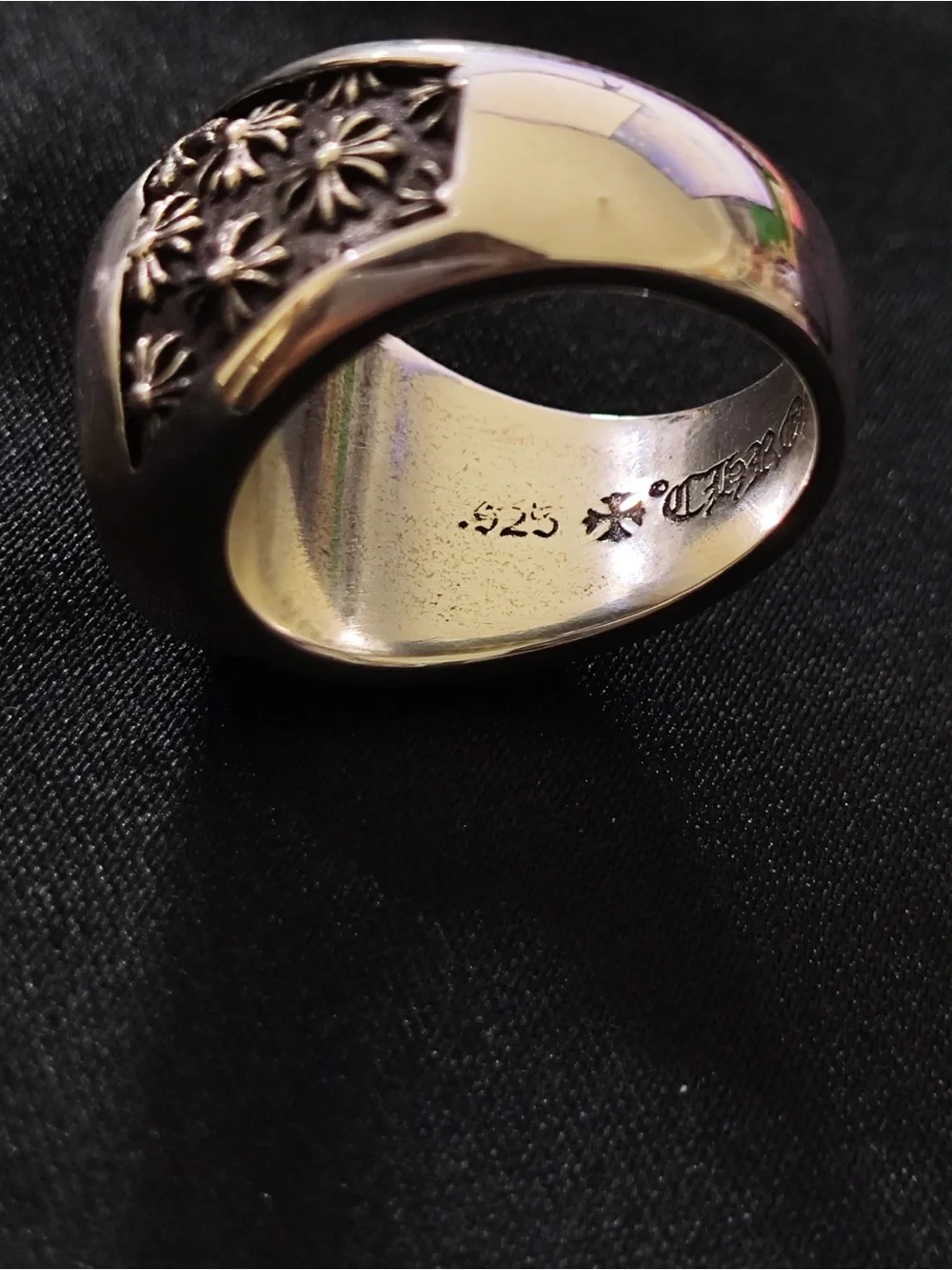 Chrome Hearts Silver Signet Ring with Floral Crest